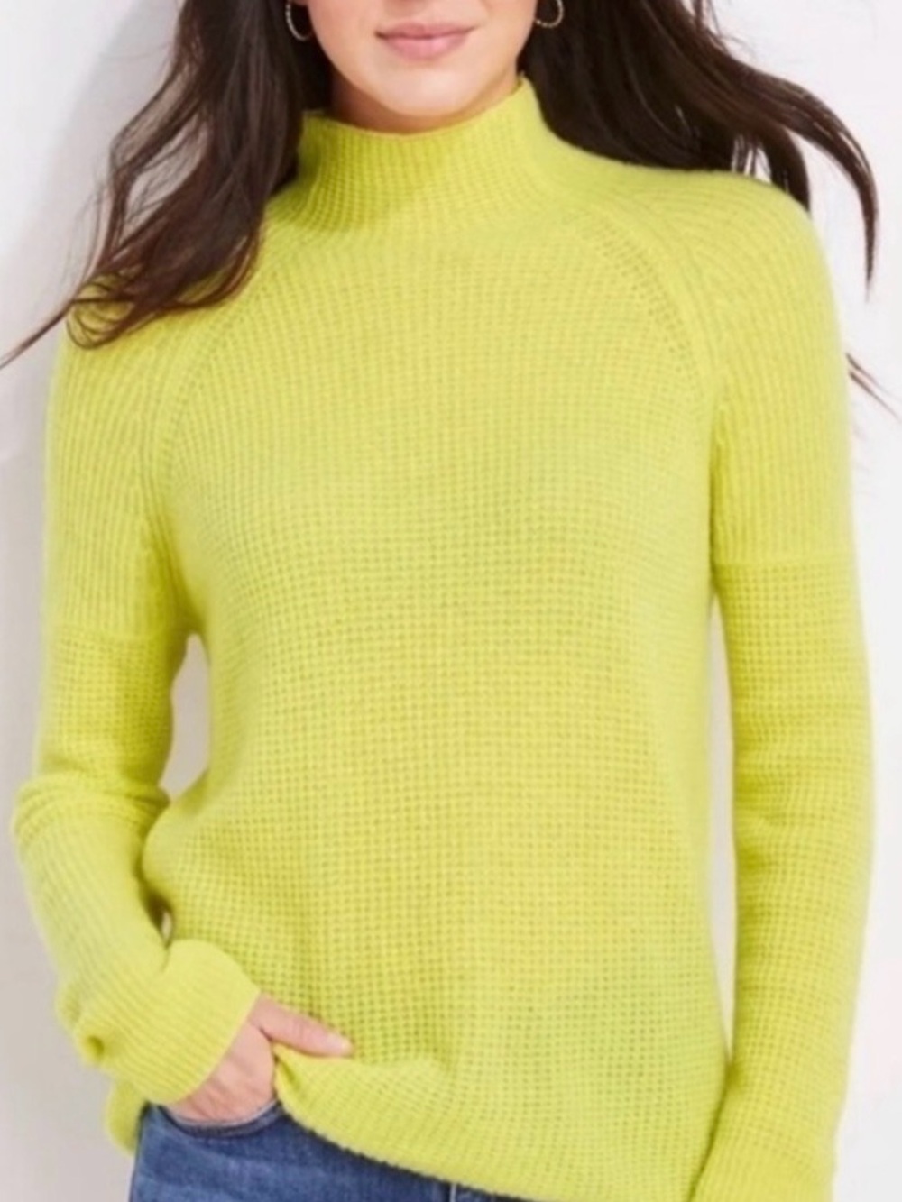 Vineyard Vines Cashmere Waffle Stitch Sweater Mock Neck  Semi Sheer